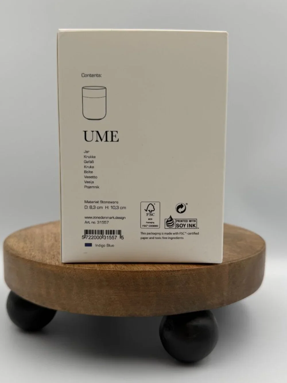 Zone Denmark UME Stoneware Vanity Jar with Lid Indigo Blue Minimalist NIB